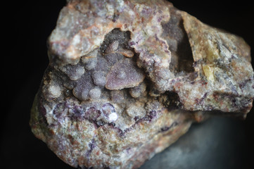 fluorite stone on black background