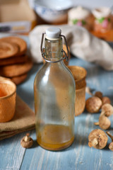 bottle with residue of olive oil