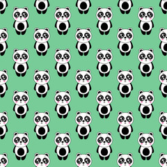 Seamless pattern cute panda cartoon.vector and illustration - 332477040