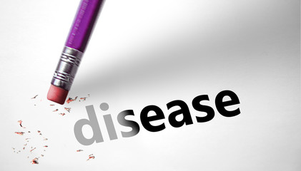 Fototapeta premium Eraser deleting the concept Disease