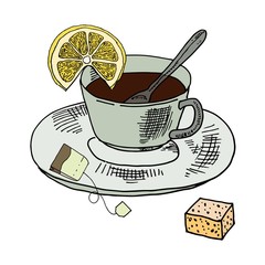 cup of coffee and green tea