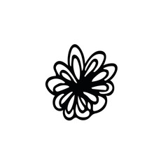 flower with petals hand drawn in doodle style. Element