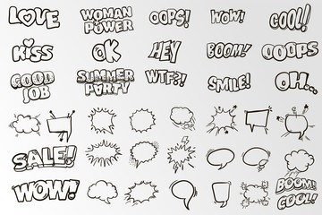 Comic style speech bubbles collection. Funny design vector items illustration. Cool clouds and bubbles for comics style text for your design