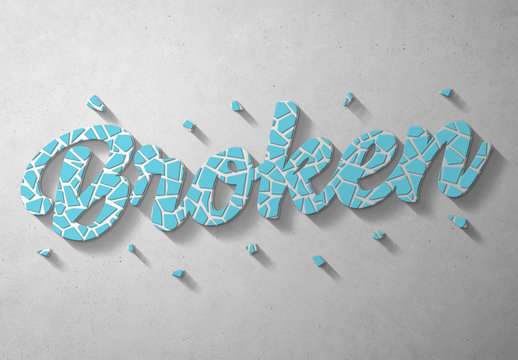 Blue Crackle Text Effect Mockup