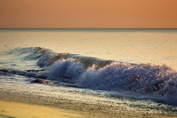 Sea wave. Dawn at the sea. Black Sea