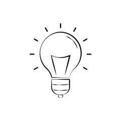 Light Bulb line icon vector, isolated on white background. Idea sign, solution, thinking concept. Lighting Electric lamp. Electricity, shine. Trendy Flat style for graphic design, Web site