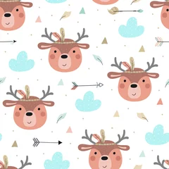 Wallpaper murals Little deer Cute print Boho style. Seamless pattern with cute little bunny. vector illustration. Vector print with bunny