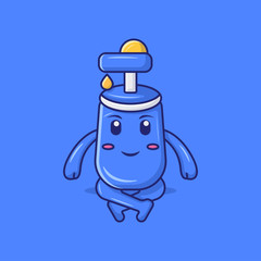 Illustration vector graphic cartoon character of hand sanitizer. Good to use as health care and medical graphic asset. Suitable for Web Landing Page, Banner, Sticker, Background.