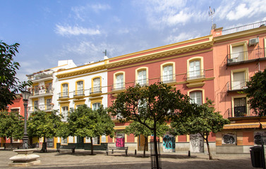 Fototapeta na wymiar Typical old buildings in Seville, Spain
