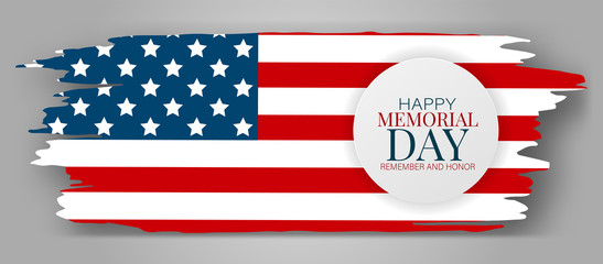 Memorial Day banner. Background with American national flag. United States of America holiday. Vector illustration.