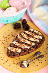 Chocolate egg with filling of brownie for Easter