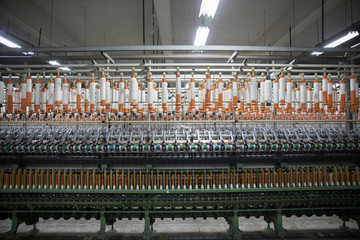 Yarn manufacture piled up in a factory.