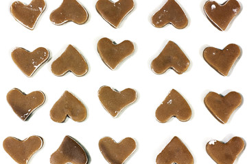 Heart shaped cookies on a white background