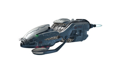 Detailed interstellar spaceship with afterburners isolated on white © 3000ad