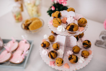 Chocolate cupcakes on a candy bar table