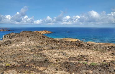 Beautiful rocky and white sand beach coastline in "Ilheu dos Rombos", Cabo Verde
