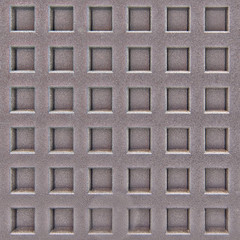 Background square metal surface with uniform notches, iron texture with holes