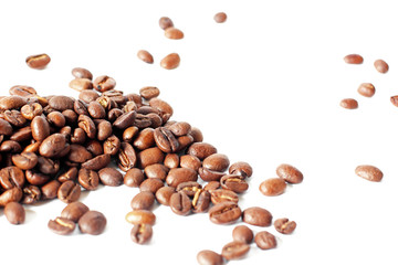 Coffee beans on a white background