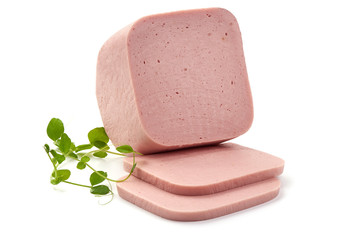 Boiled pork sausage, isolated on white background