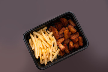 Fried potatoes portion top view