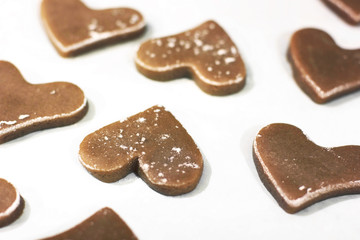 Heart shaped cookies on a white background