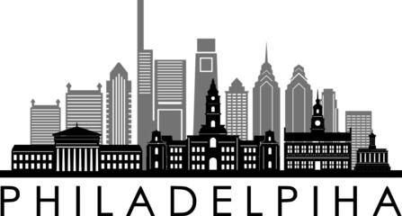 Naklejka premium PHILADELPHIA City Skyline Silhouette Cityscape Vector