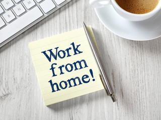 Work from home message on post-it