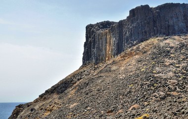 Rocked formation carved by waves  and years od erosion on the islet of Djeu