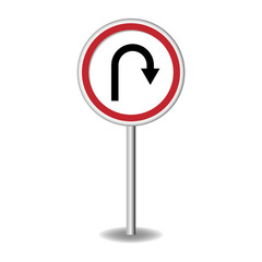 Road sign vector blank . Realistic red road sign