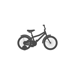Simple isolated bicycle icon of little children on a white background.