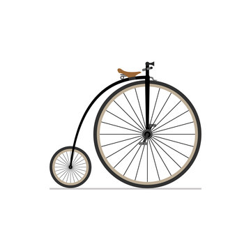 Penny Farthing bike flat isolated icon on white background. Vector illustration.