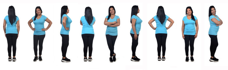 Obraz premium front, back and same same woman on white background