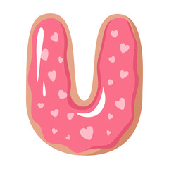 Letter of the donut alphabet on the white background
