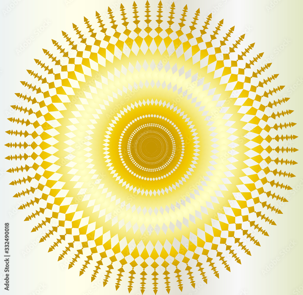 Wall mural Gold circle mandala with a silver background.