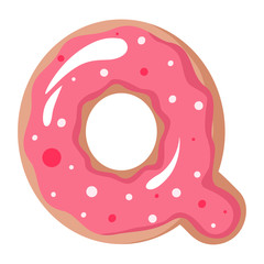 Letter of the donut alphabet on the white background
