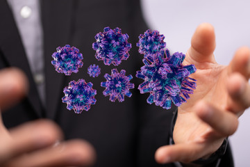 Fototapeta premium flu virus attack digital 3d