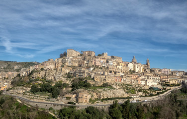Fototapeta na wymiar Ragusa cityscape. View to Historical Buildings. Sicily, Italy.
