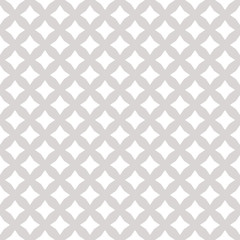Subtle vector seamless pattern with diamond shapes, stars, rhombuses, grid, mesh, lattice. Simple geometric background. Abstract white and gray texture, repeat tiles. Elegant vintage ornament design