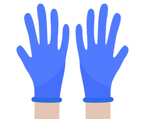 Hands in protective gloves. Latex gloves against viruses and bacteria, vector illustration