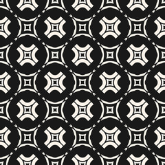 Black and white ornamental geometric background. Stylish pattern in Arabian style. Traditional motif in modern digital rendition. Vector monochrome seamless texture. Carved figures, repeat tiles.