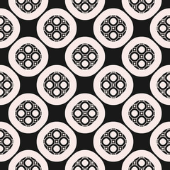 Monochrome ornamental seamless pattern. Vector geometric texture, circular lattice, rounded mesh. Abstract repeat mosaic background. Design element for prints, decoration, textile, digital, web, cover