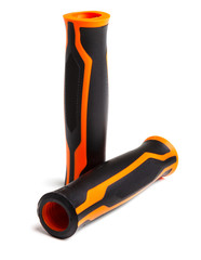 Bicycle handlebar grips on isolated white background