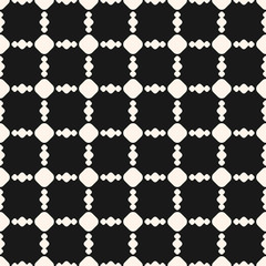 Vector geometric pattern with circles in square grid, carved lattice. Ornamental seamless texture, perforated surface. Abstract monochrome background, repeat tiles. Design for decor, ceramic, textile