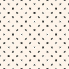 Ornamental seamless pattern with cross shapes, stars. Abstract monochrome geometric texture. Vintage background. Repeat design for decor, prints, wallpaper, textile, fabric, wrap paper. - Stock vector