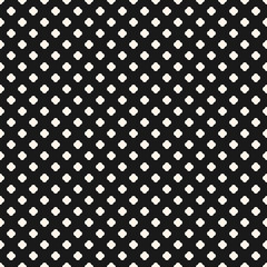 Minimalist vector seamless pattern. Simple abstract geometric background with small rounded crosses, floral shapes, polka dots. Black and white monochrome repeat texture. Dark design for decor, cloth