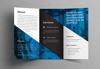 Trifold Brochure Design Layout with Blue Accent