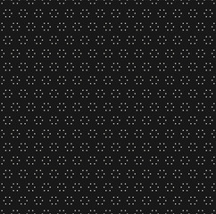 Dark minimalist seamless pattern with tiny dots, hexagonal shapes. Subtle abstract geometric background. Simple black and white modern texture. Repeatable design for decoration, wrapping, covers, web