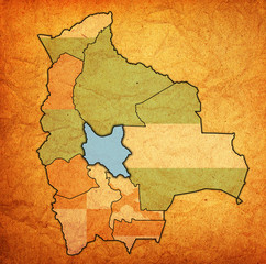 territory of cochabamba region on administration map of Bolivia
