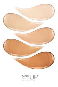 Collection of color swatches for liquid foundation