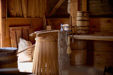 manufacture of wooden barrels in the factory